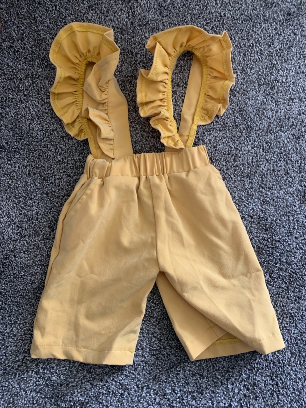 Ruffle Suspender Shorts in Mustard for Kids